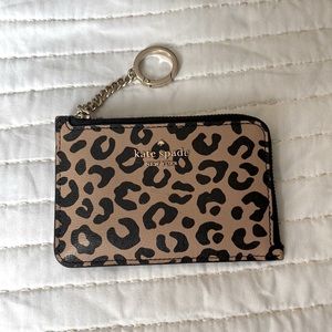 COPY - Kate Spade darcy Leopard Print medium l zip card holder with Key ring